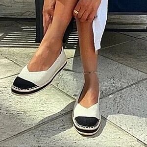 Rothy's Cream and Black Loafers